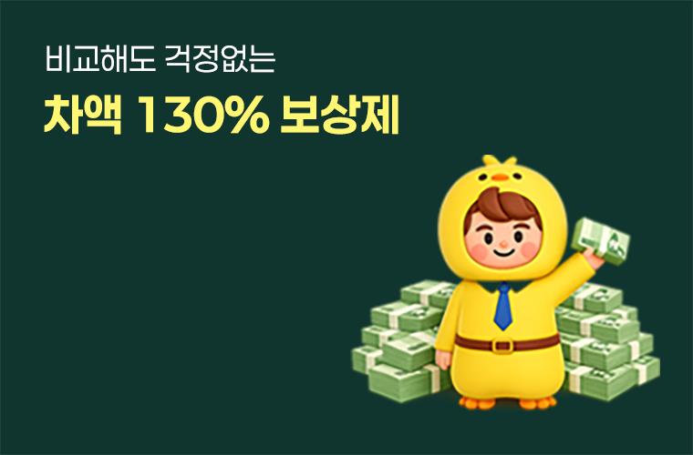 비교해도 걱정없는 차액 130% 보상제!