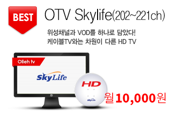 BEST OTV Skylife(202~221ch). äΰ VOD ϳ Ҵ! ̺ TVʹ  ٸ HD TV. olleh TV Skylife HD 10,000. TV, G